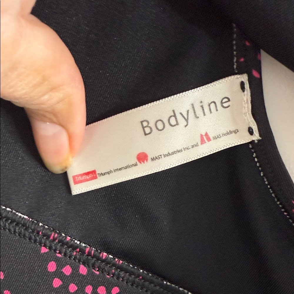 Nike Black Sports Bra with Pink Dot Print and Yellow Swoosh - Picture 6 of 7